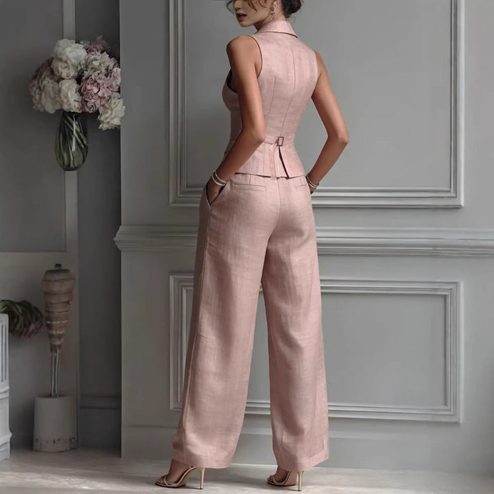 Summer Sleeveless Suit Casual Single-breasted Vest And Casual Pants Set