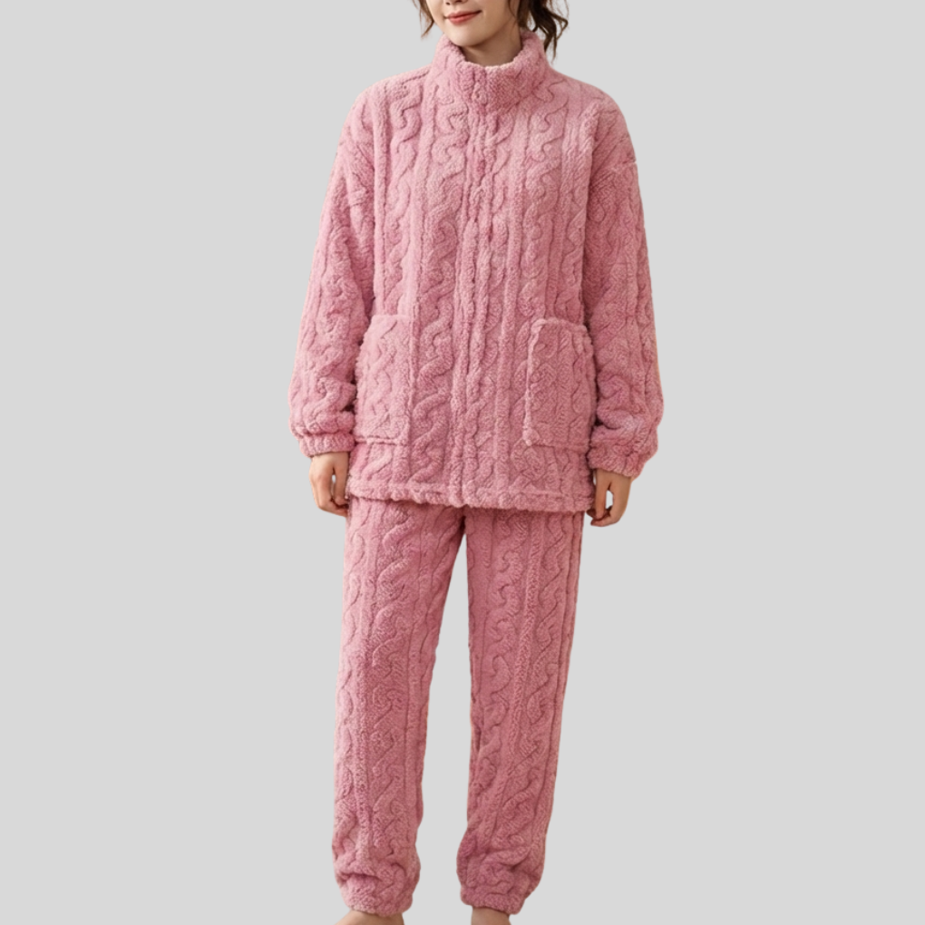 Zip-Front Fleece Pajama Set