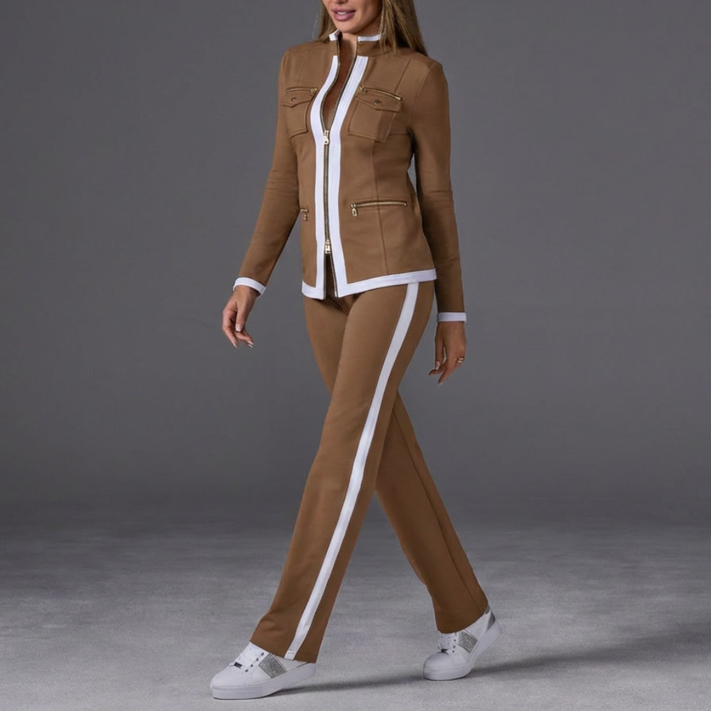 Zip-Front Jacket And Pants Set