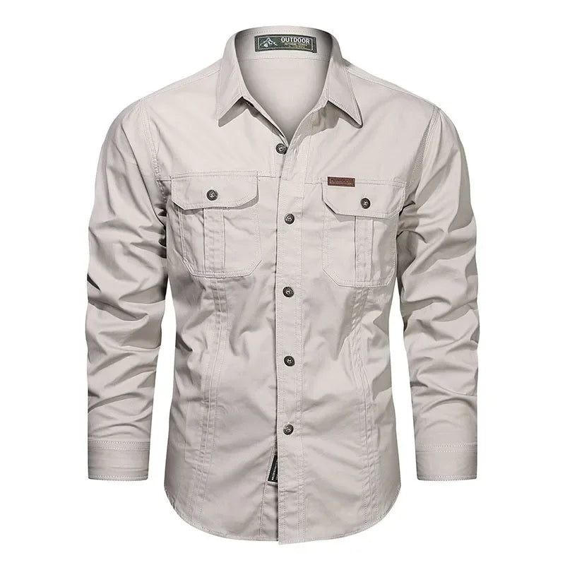 Men Utility Pocket Button-Up Shirt