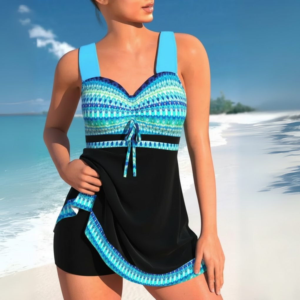 Aztec Print Ruched Swimsuit for Women