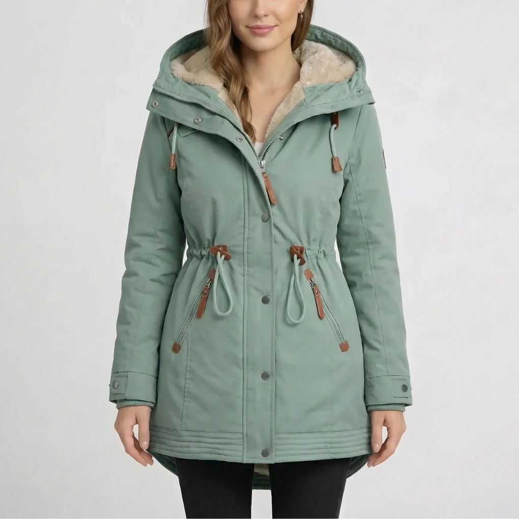 Mid-Length Hooded Jacket for Women