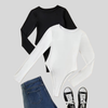 3-Pack Casual Long Sleeve Bodysuits for Women