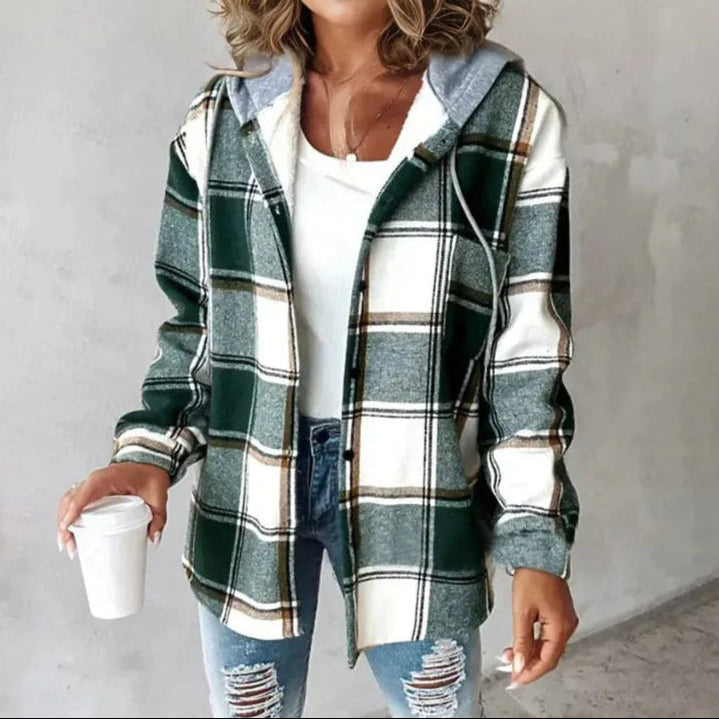 Checked Hooded Jacket for Women