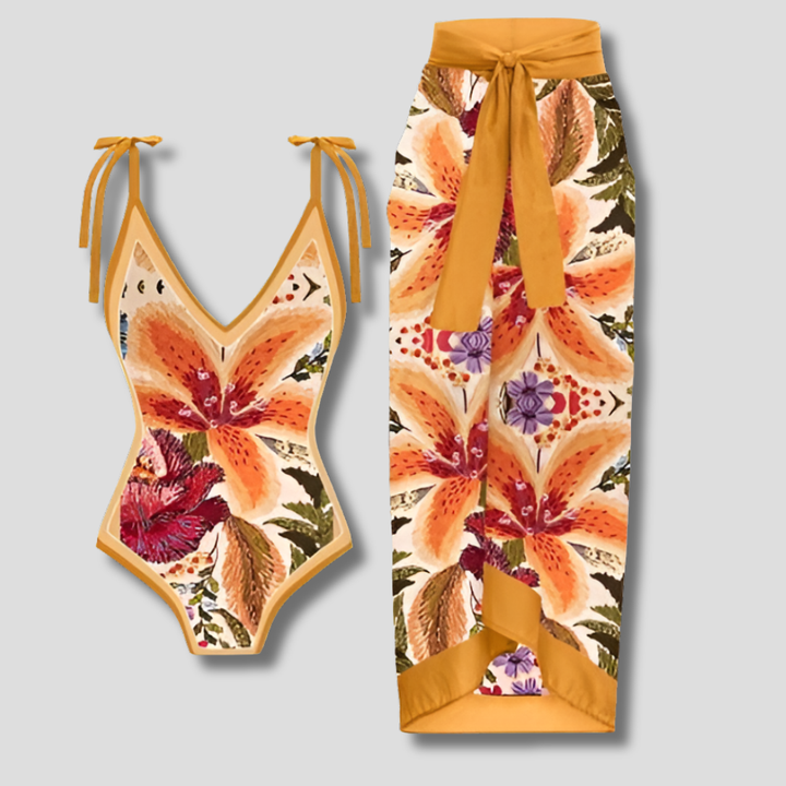 Vintage One-Piece Swimsuit for Women with Ruffles