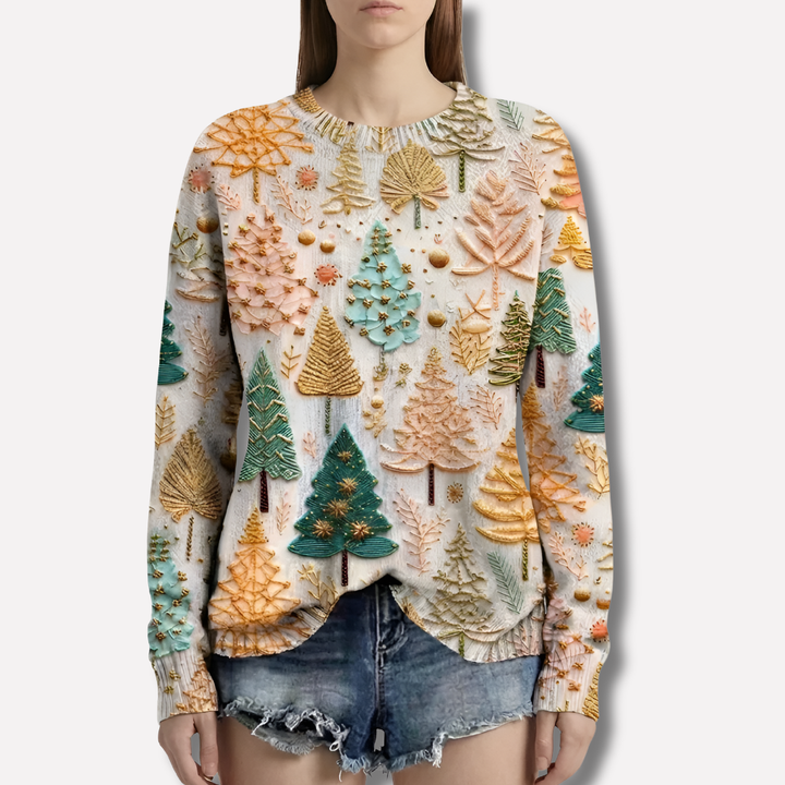 Festive Christmas Tree Print Sweater