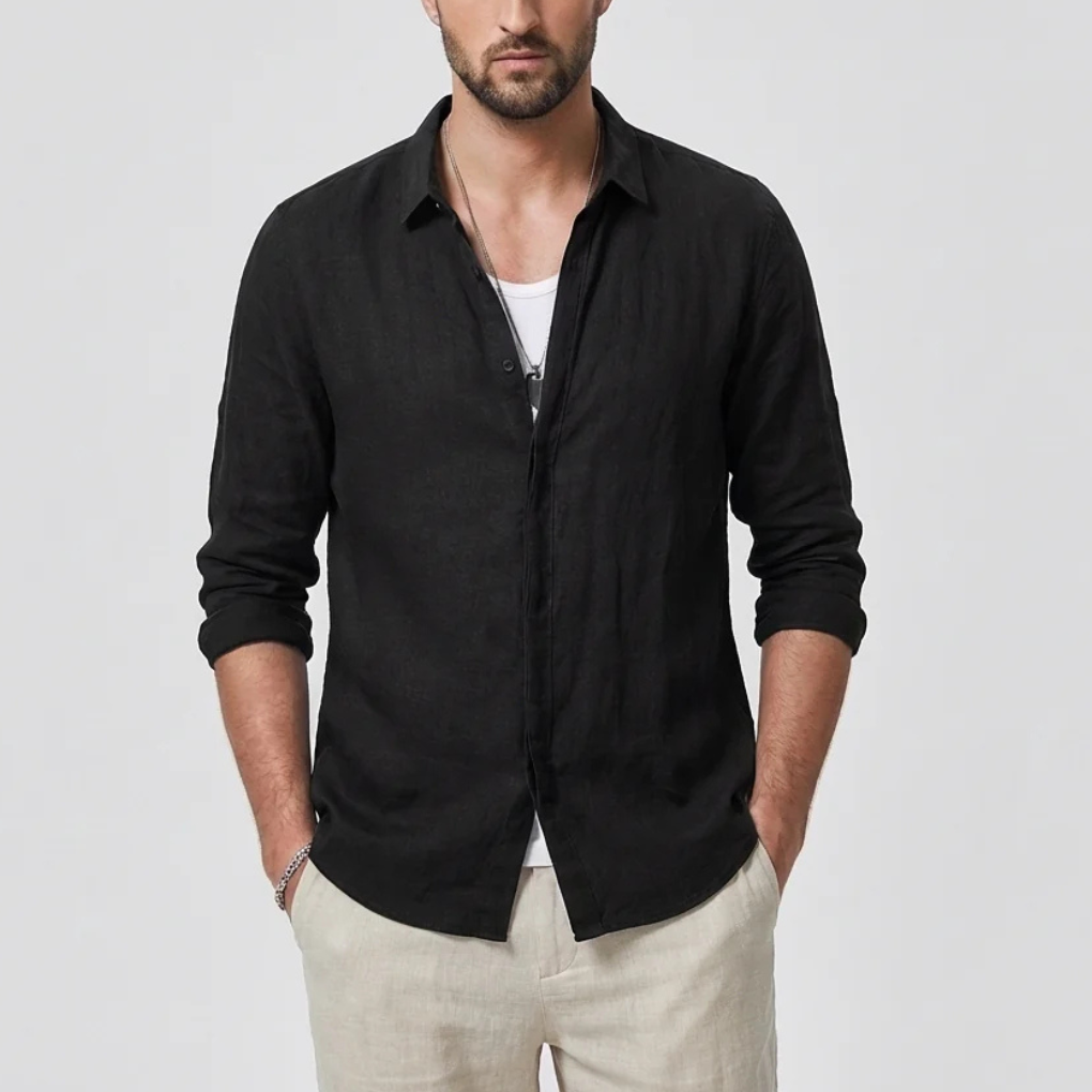 Vintage Shirt with Turn-Down Collar for Men