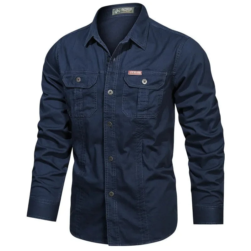 Men Utility Pocket Button-Up Shirt