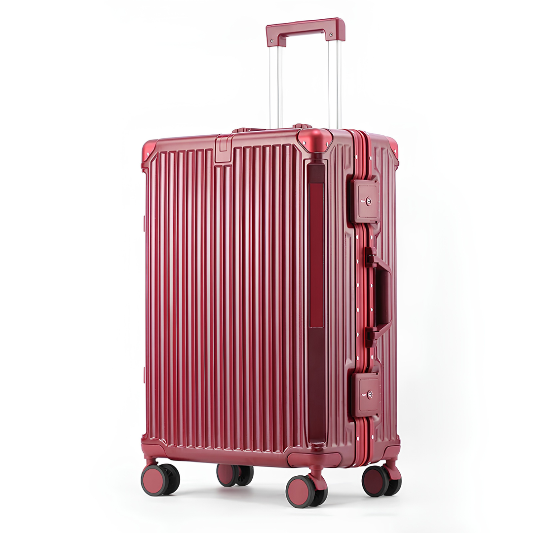 Hard-shell suitcase with aluminum frame