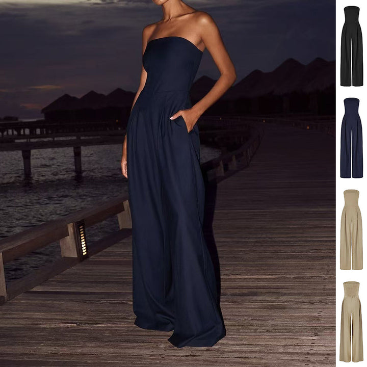 Loose Tube-top Jumpsuit Ins Fashion Backless Wide Leg Long Pants Overalls Women&amp;