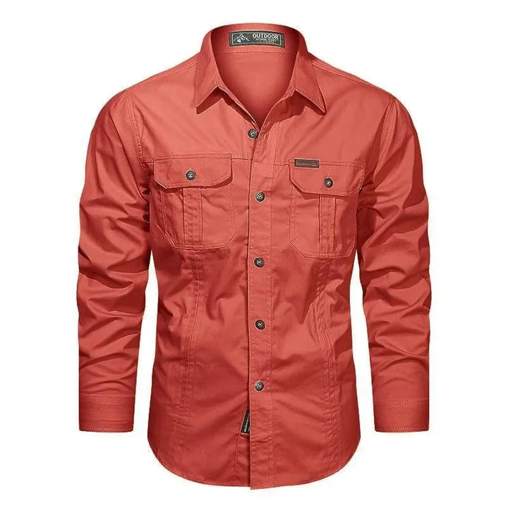 Men Utility Pocket Button-Up Shirt
