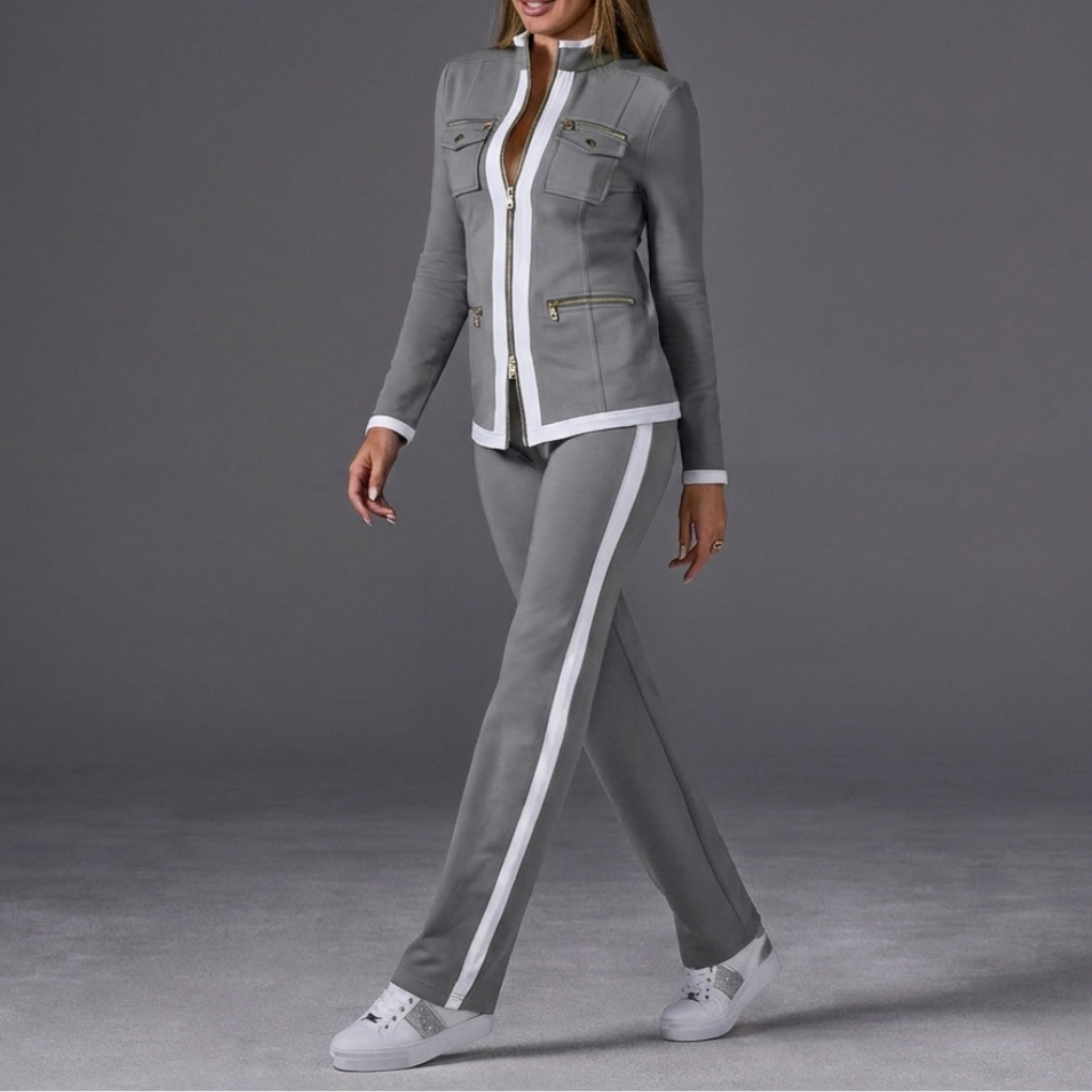 Zip-Front Jacket And Pants Set