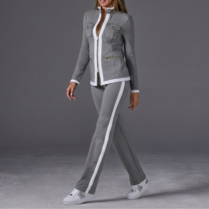 Zip-Front Jacket And Pants Set