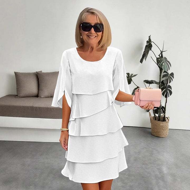 Round Neck Cake Skirt Spliced Dress Women&amp;