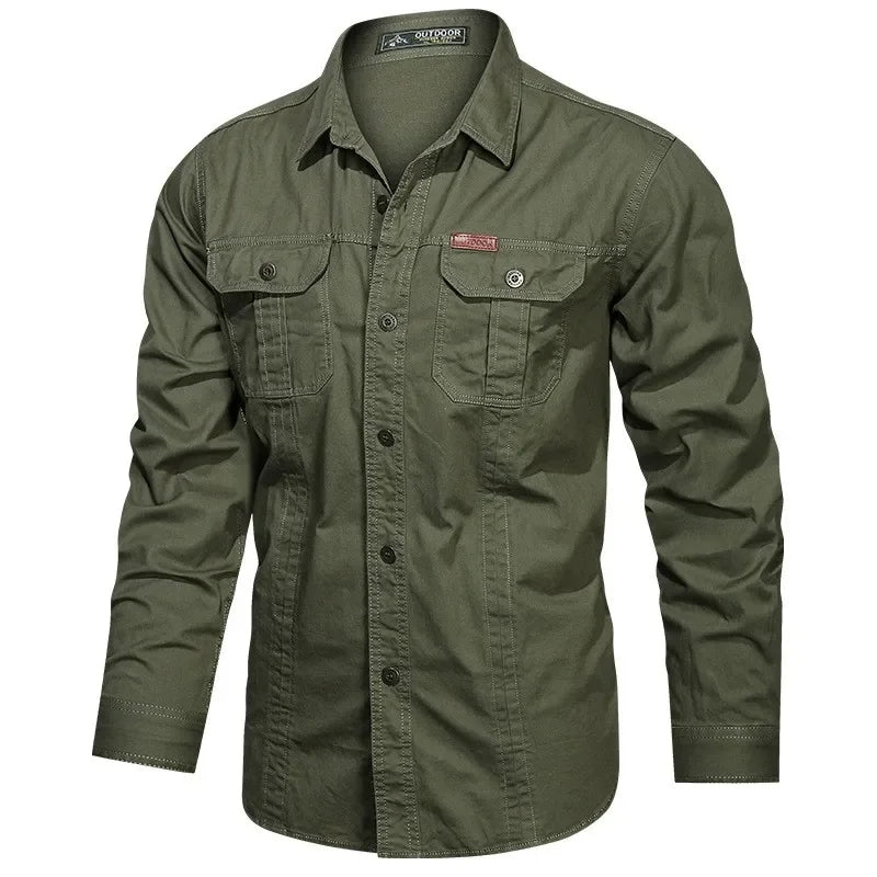 Men Utility Pocket Button-Up Shirt