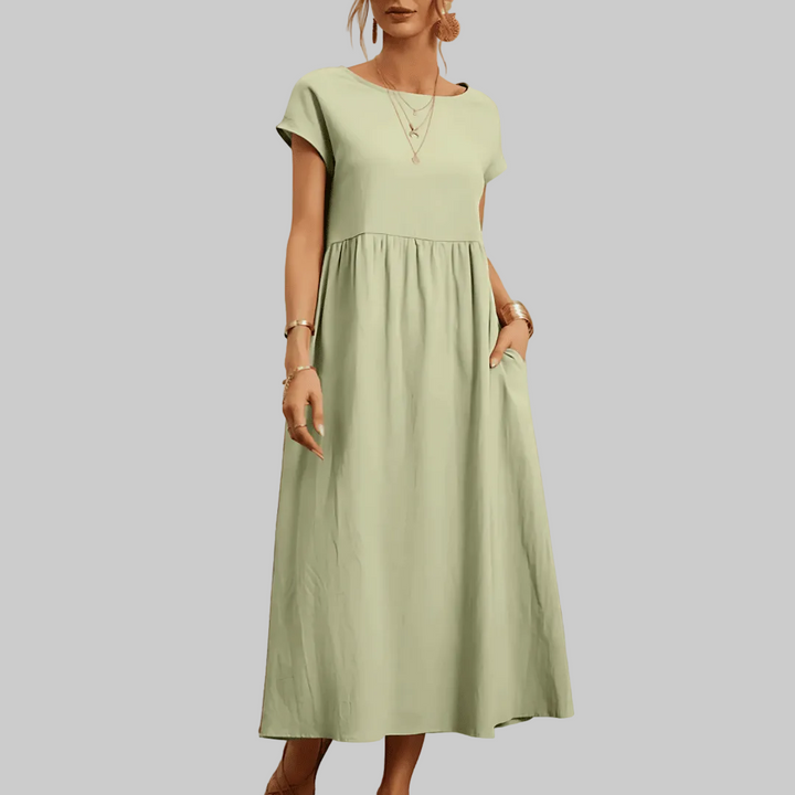 Women’s Vintage Cotton Linen Maxi Dress