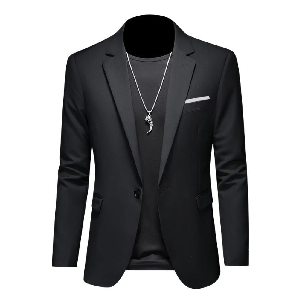 Mens Formal Wear Korean-Style Slim-Fit Blazer Single-Breasted Suit Jacket