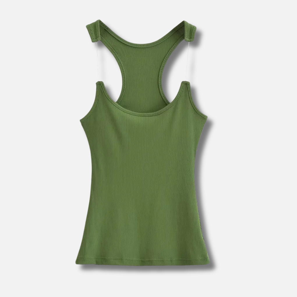 Invisible Strap Ribbed Tank Top for Women