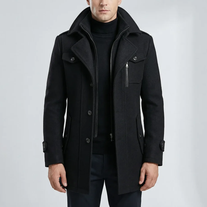 Mid-Thigh Structured Men's Overcoat