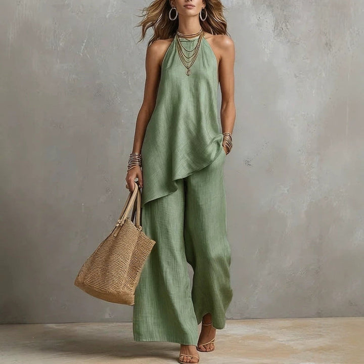 Sleeveless Suits Casual Crew Neck Vest And Long Pants Set Two Piece Lounge Outfit For Women