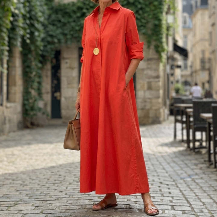 Classic Collar Button-Down Shirt Dress