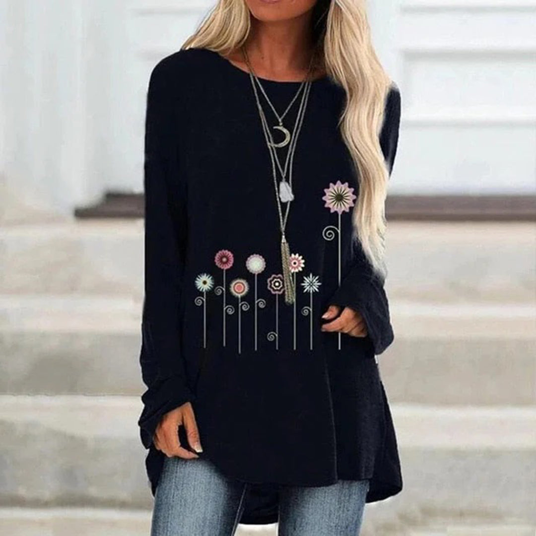 Sweatshirt with 3D Floral Embroidery Soft Texture for Women