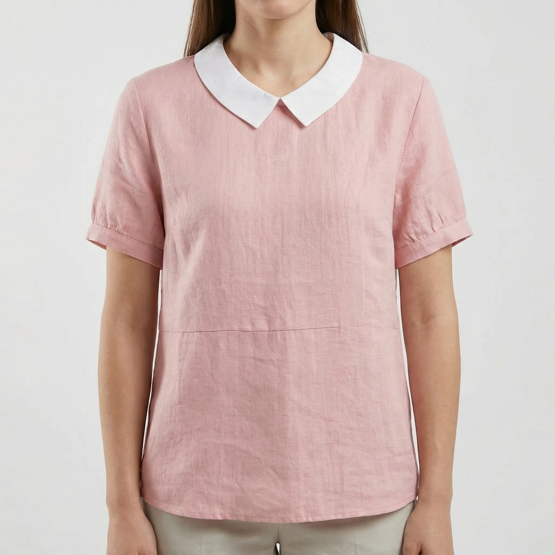 Brezali - Relaxed Fit Short Sleeve Blouse