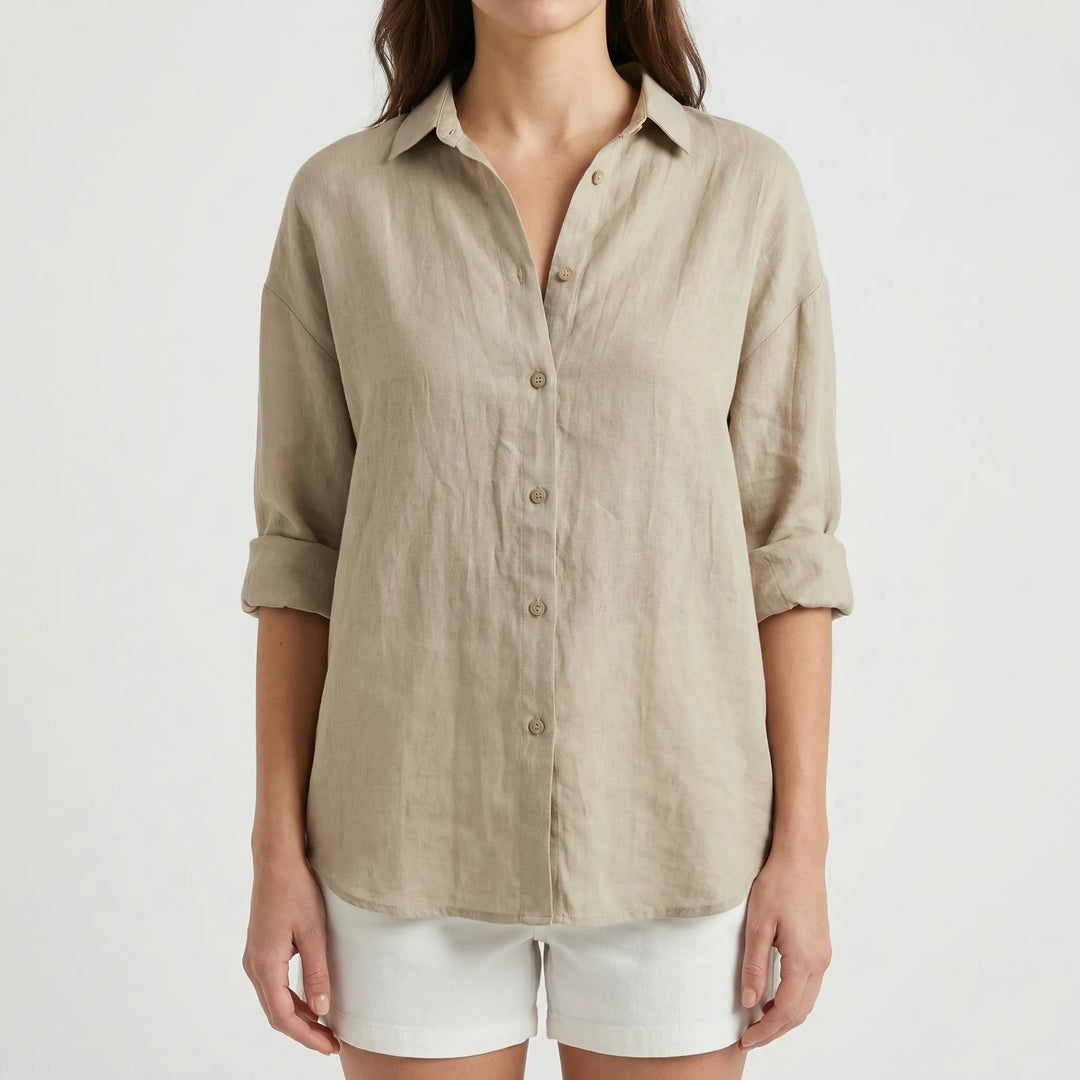 Brezzia - Relaxed Fit Button-Down Blouse