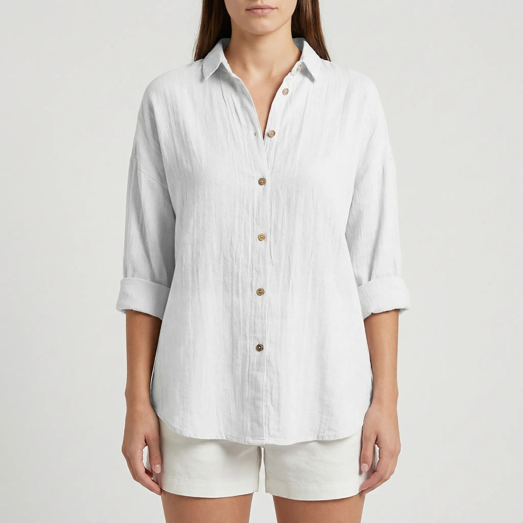 Brezzia - Relaxed Fit Button-Down Blouse