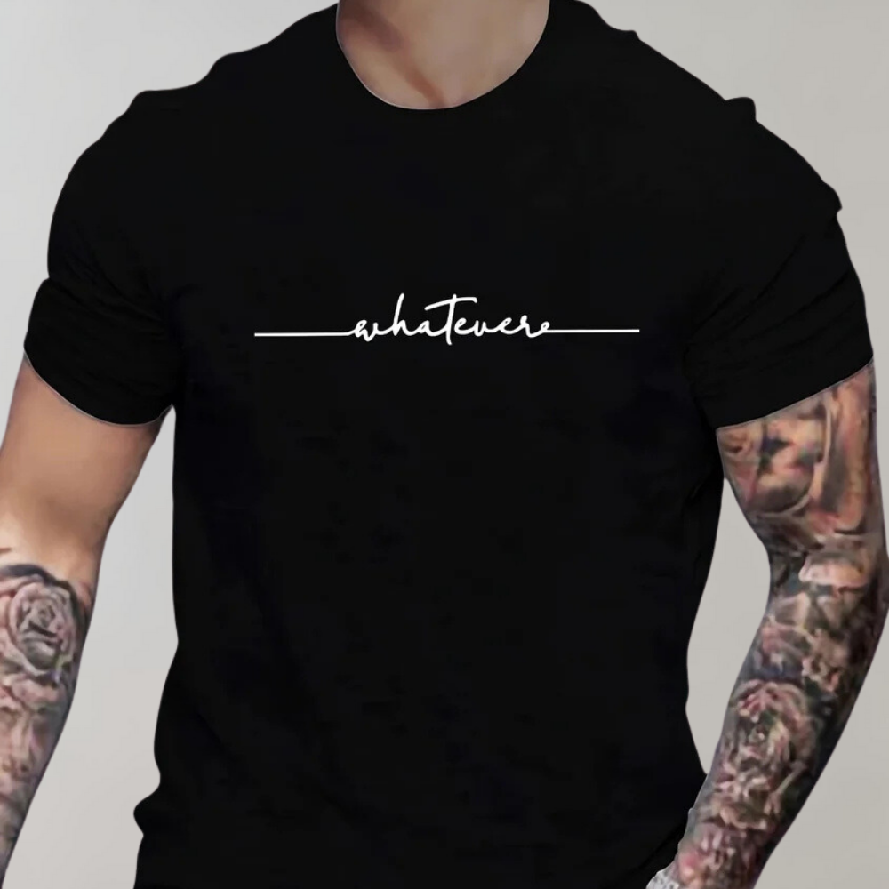 Crew Neck and Minimalist Print Shirt for Men