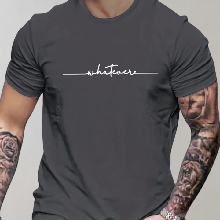 Crew Neck and Minimalist Print Shirt for Men