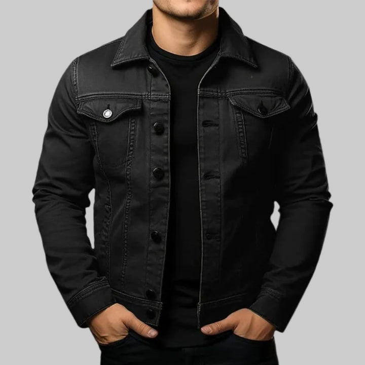 Casual Solid Denim Jacket for Men