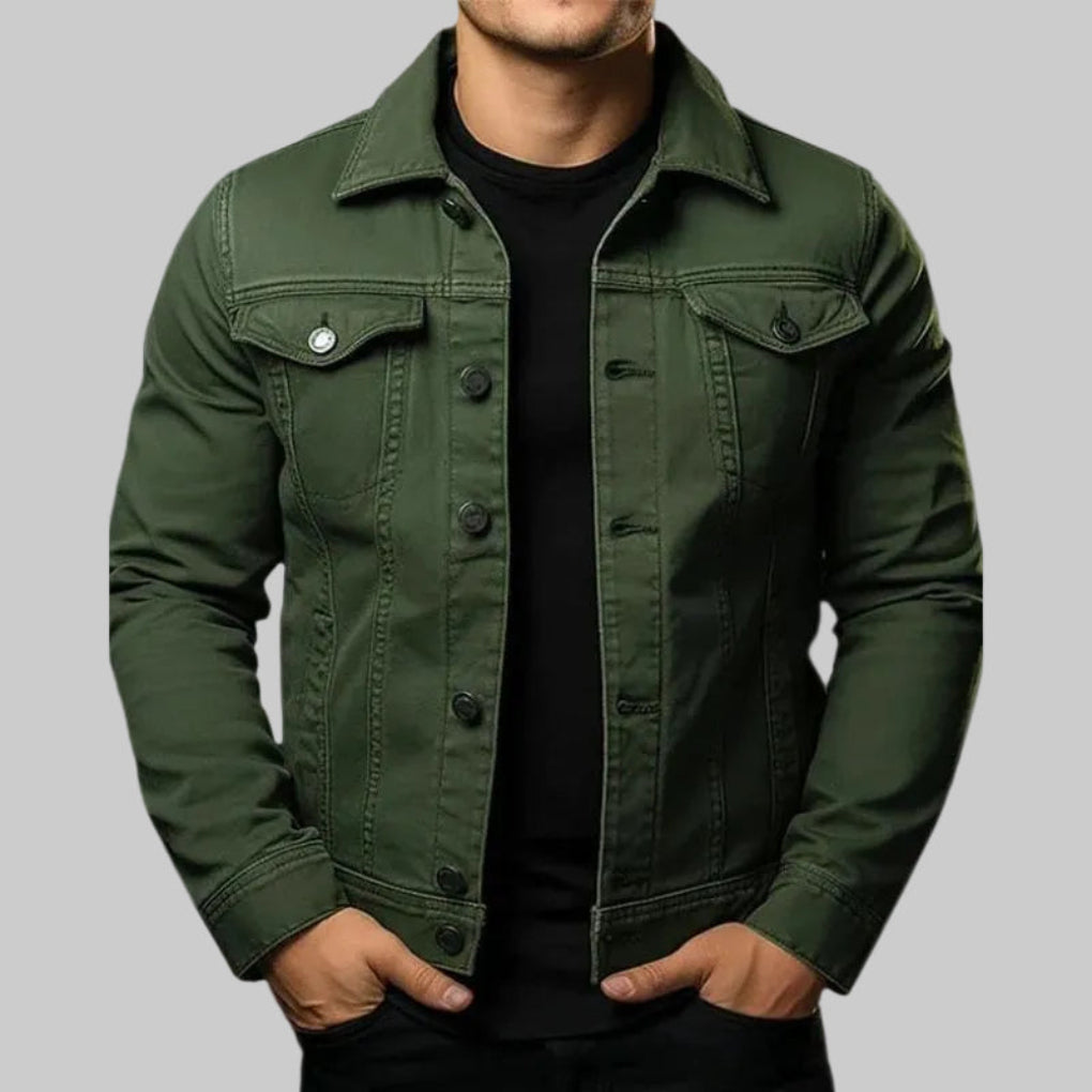 Casual Solid Denim Jacket for Men