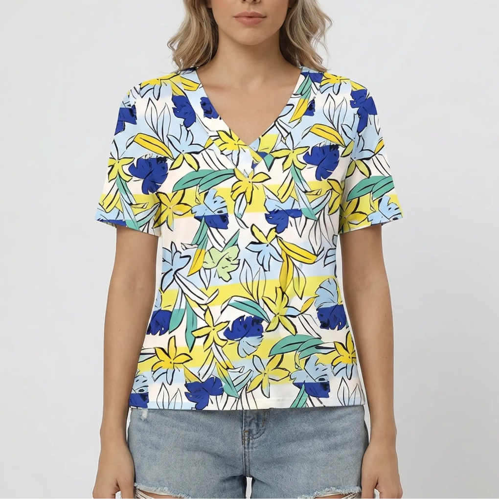 Casuvee - V-Neck Short Sleeve Casual Tee