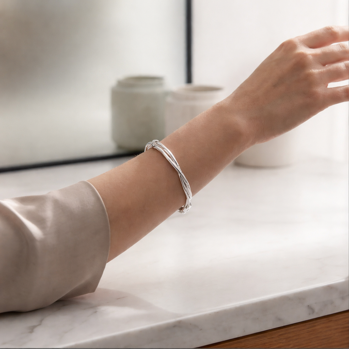 Twisted Open Cuff Bangle Bracelet