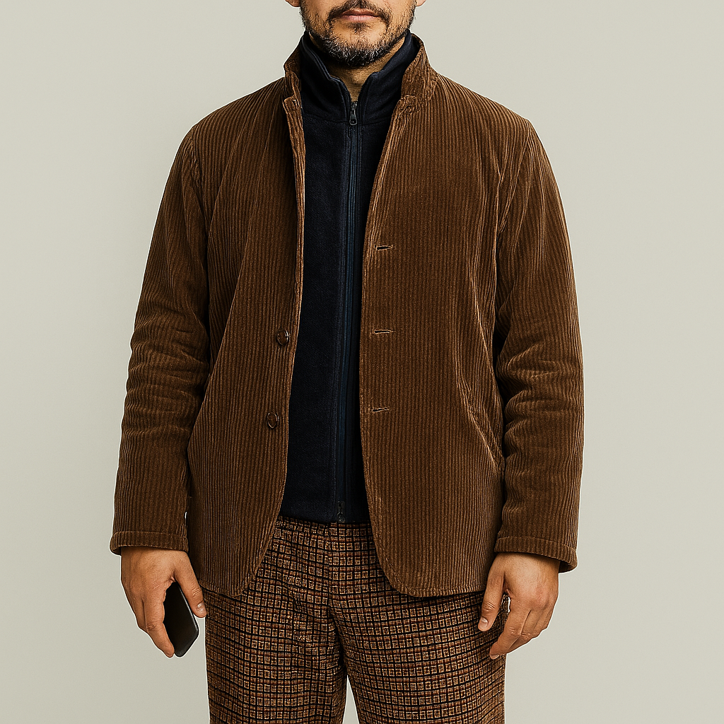 Retro Casual Solid Color Jacket for Men