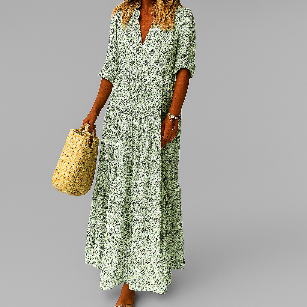 Women’s Vintage Print Lightweight Maxi Dress