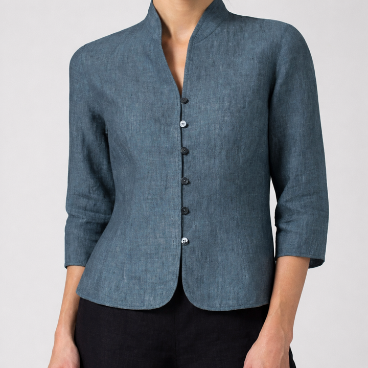 Stand-Collar Button-Front Women's Blouse