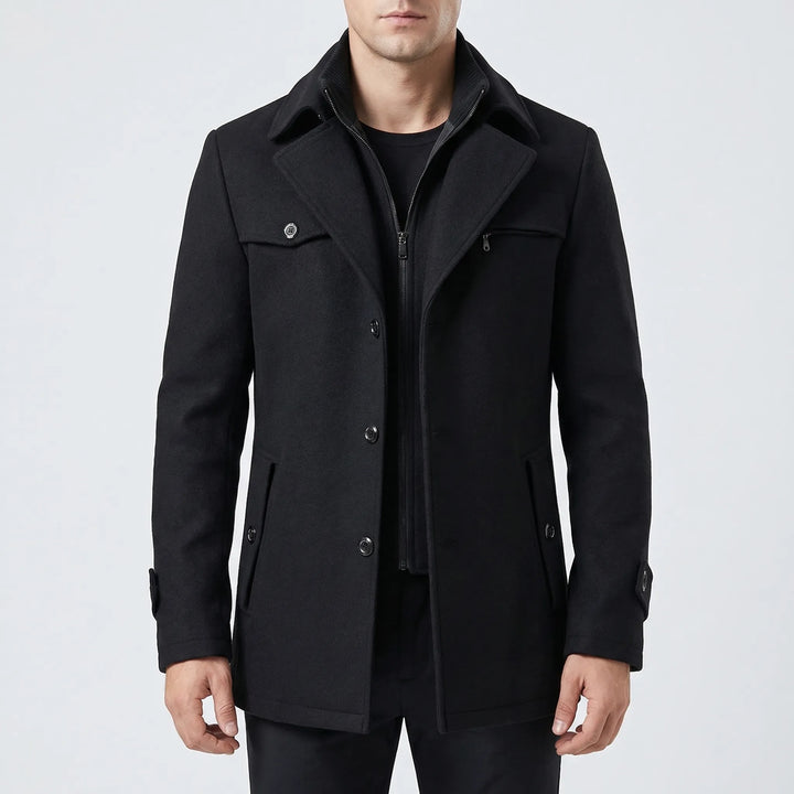 Clarenox - Lapel Collar Button-Front Men's Jacket