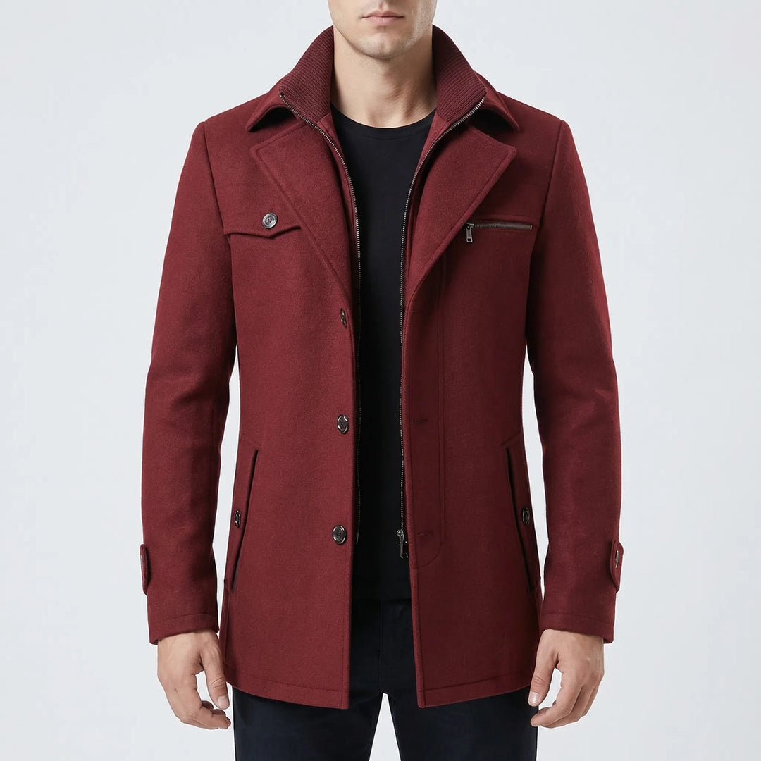 Clarenox - Lapel Collar Button-Front Men's Jacket
