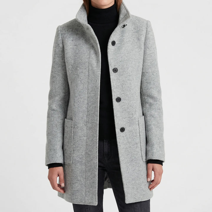 Clarique - Mid-Length Stand-Collar Women's Coat