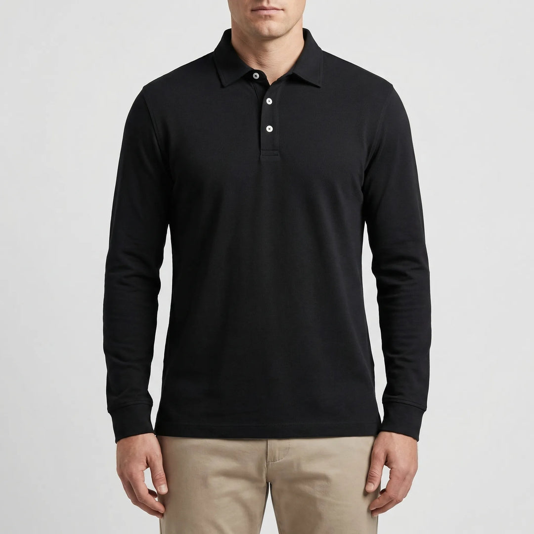Classon - Long-Sleeve Button-Collar Polo Shirt