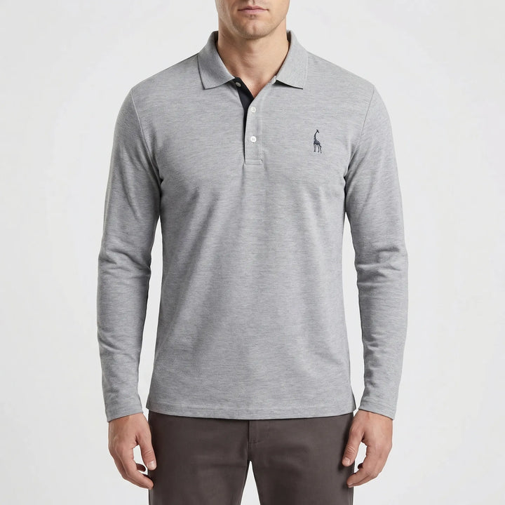 Colleno - Long-Sleeve Polo With Contrast Placket
