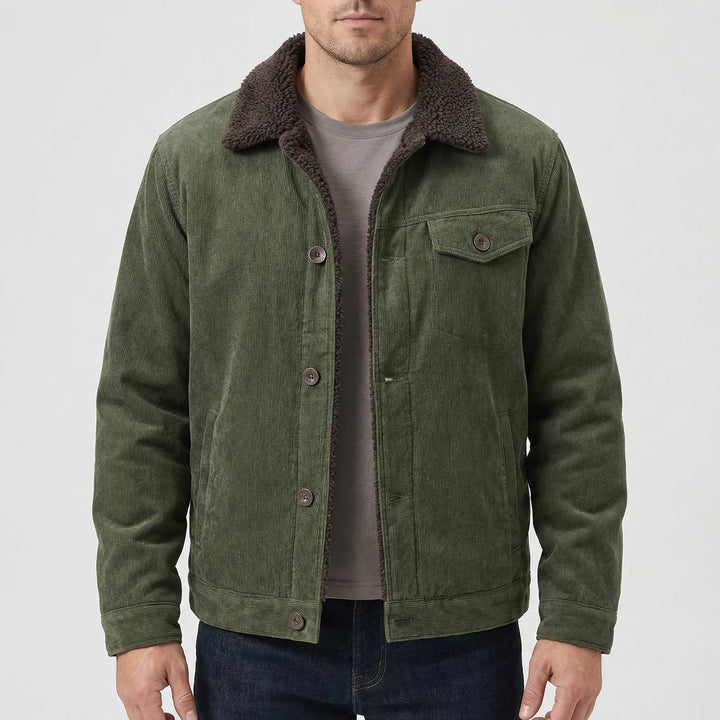 Corveaux - Sherpa-Lined Corduroy Button-Front Jacket