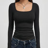 Square Neck Long Sleeve Crop Top for Women