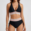 High-Waisted Color Block Swimsuit Bikini Set
