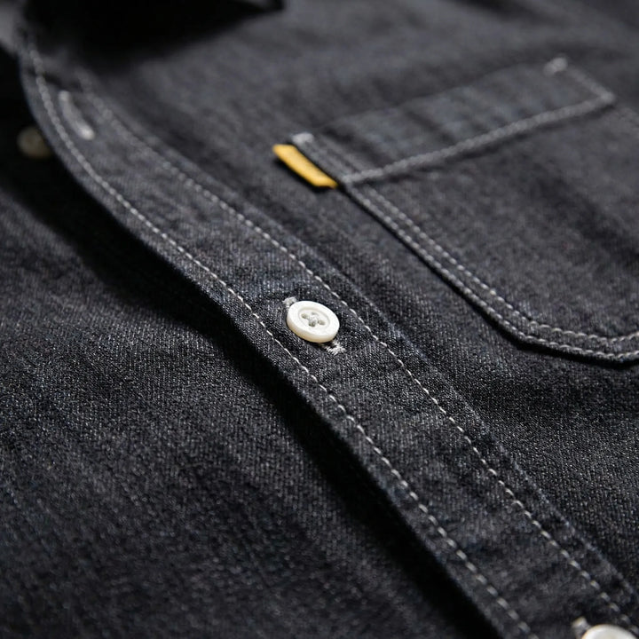 Denvoro - Long-Sleeve Button-Front Denim Shirt