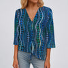 Abstract Print V-Neck Blouse