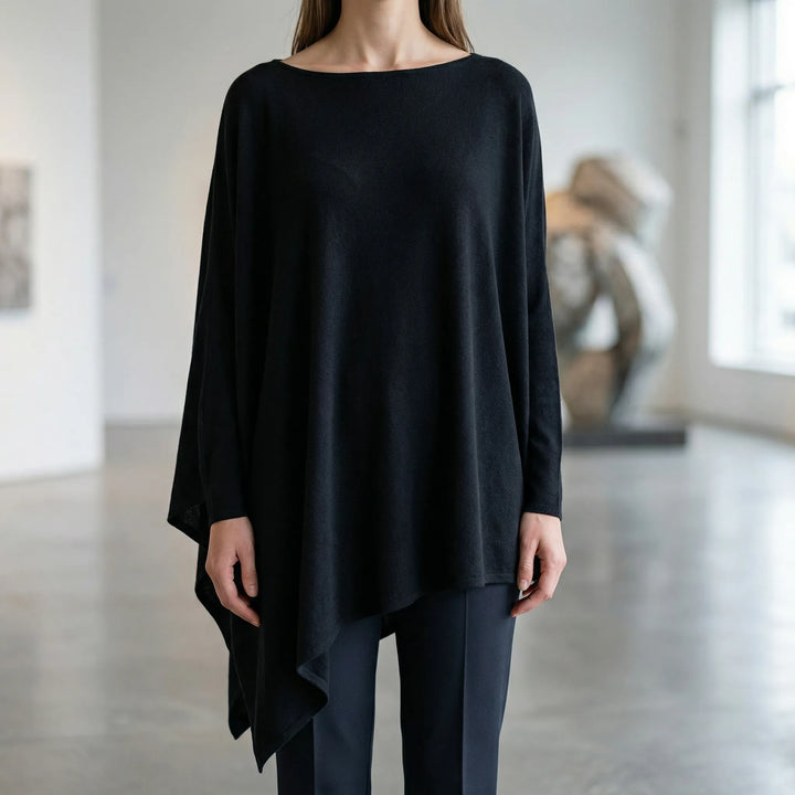 Drapis - Long Sleeve Asymmetric Hem Top