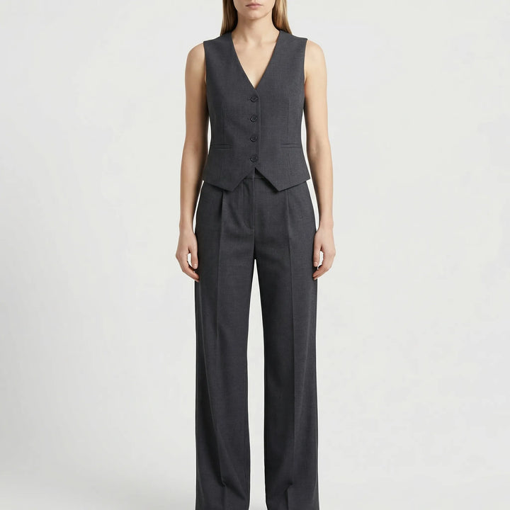 Elanza - Sleeveless Vest And Wide-Leg Trouser Set